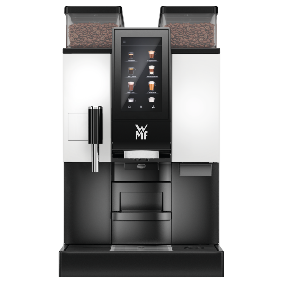 WMF 1100S • 1 passaggio • 2 macinini • Latte di base • Nessuna asta di vapore • Getto di vapore